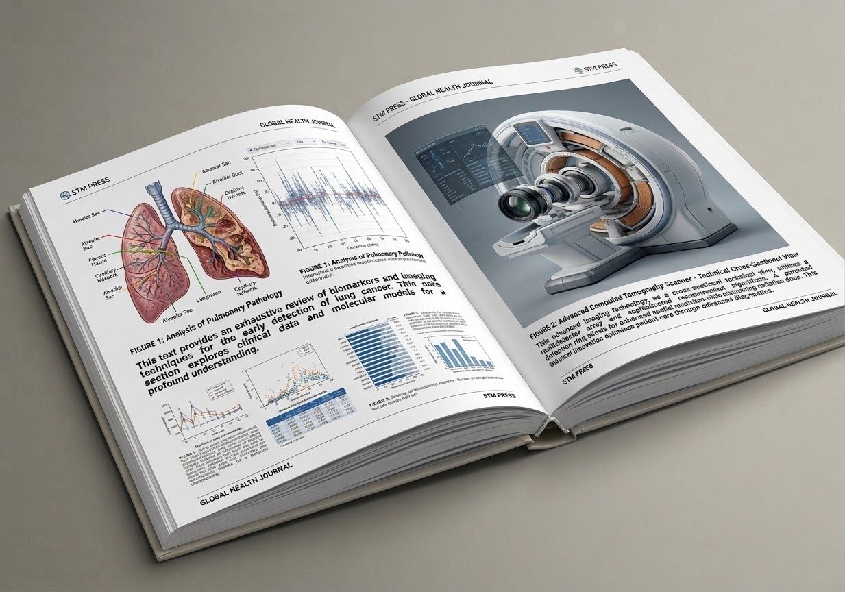 Open medical journal showing anatomical diagrams, charts and clinical imaging across a spread